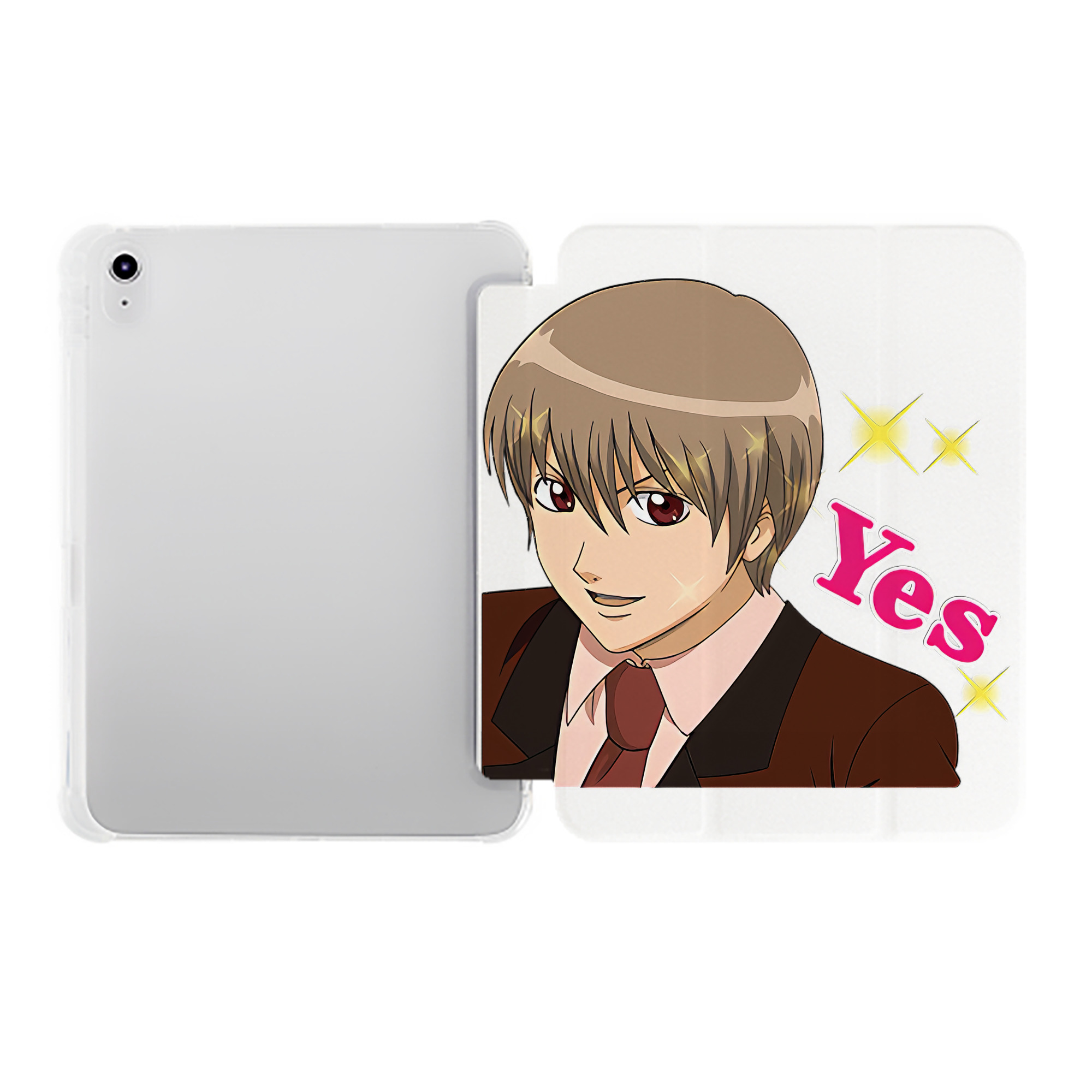 （画像用） ぎんたま 坂田銀時（さかたぎんとき） 神楽 志村新八（しむら しんぱち） GINTAMA Sakata Gintoki Kagura Shimura Shinpachi IPad ケース ペン収納付き 三つ折りスタンド PUレザー×シリコン 対応機種9.5/10.5/10.9インチ